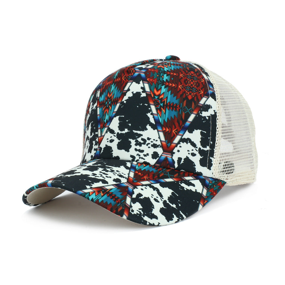 Wholesale  Western style Cross Ponytail Print Baseball Cap Peaked Cap